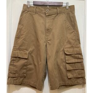 Wicked Stitch Cargo Shorts Mens Size 32 Cotton Blend Tan Outdoor Hiking Gorpcore